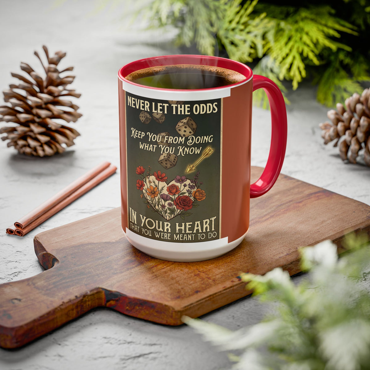 Inspirational Vintage Dice & Roses Coffee Mug (11oz/15oz)
