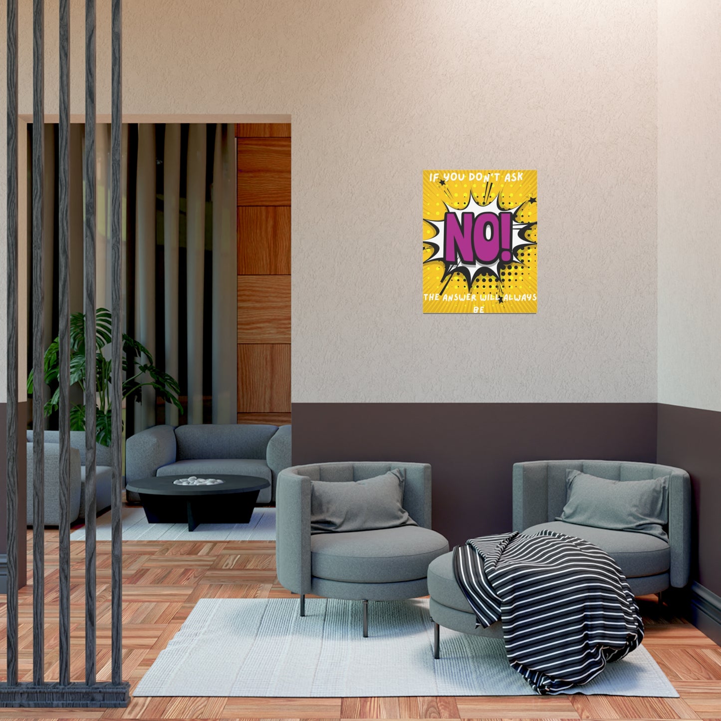 No! Pop Art Poster – "If You Don't Ask the Answer Will Always Be No" Motivational Wall Art