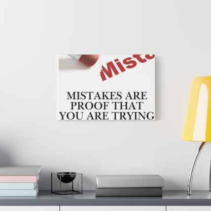 Motivational Canvas Wall Art – "Mistakes Are Proof That You Are Trying"