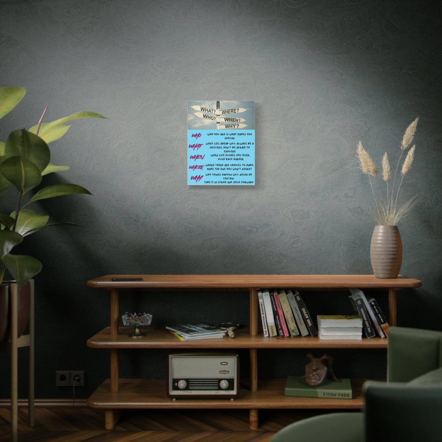 Motivational Canvas Wall Art — 'Who What When Where Why' Inspirational Quote