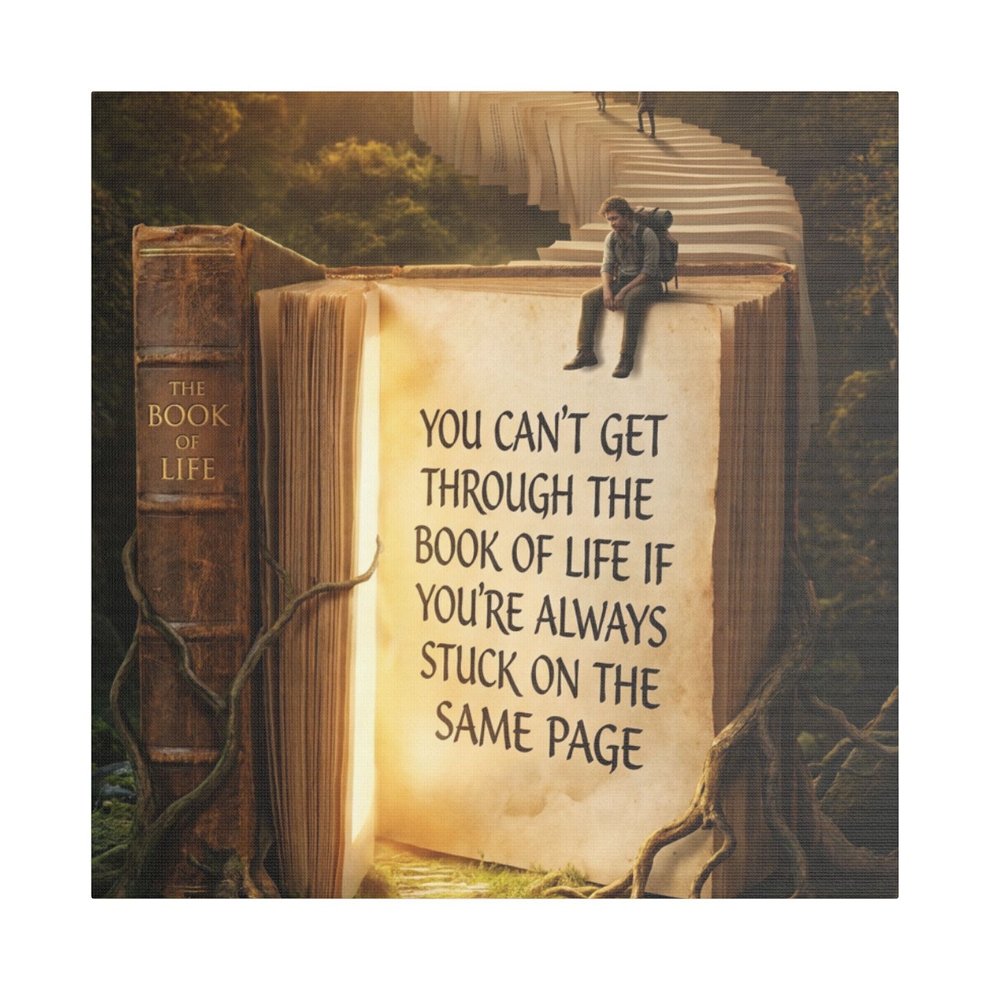 Inspirational Canvas Wall Art – "You Can't Get Through the Book of Life" Stretched Print