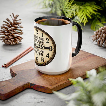 Inspirational Clock Quote Mug - "The Only Time You Run Out of Chances" Ceramic Coffee Cup
