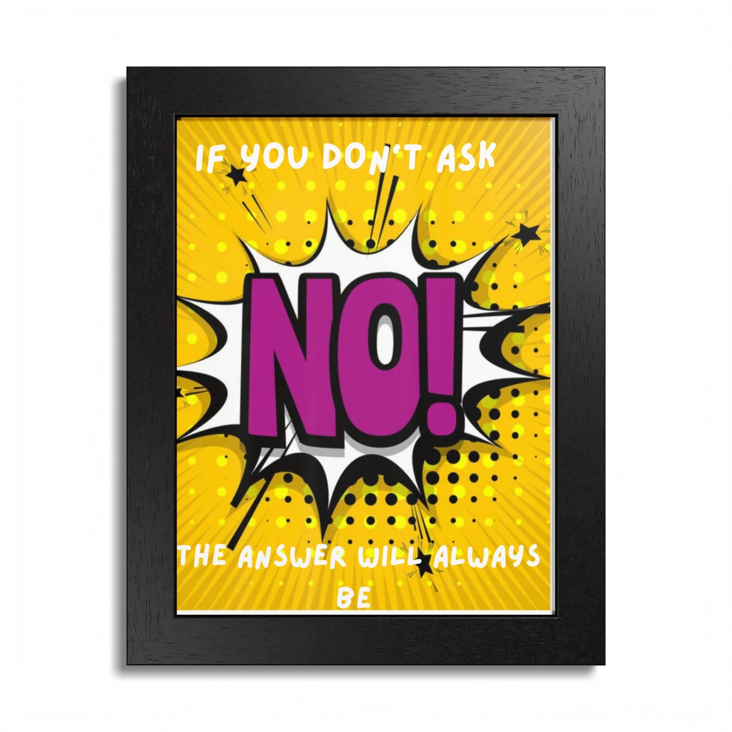Framed Poster — Pop Art "NO!" Motivational Quote Wall Art