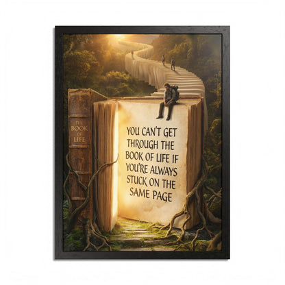 Framed Poster — Inspirational "You Can't Get Through the Book of Life" Quote (Literary Decor)