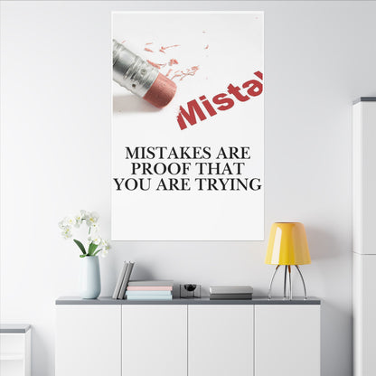 Inspirational Canvas Wall Art - "Mistakes Are Proof That You Are Trying" - Vertical