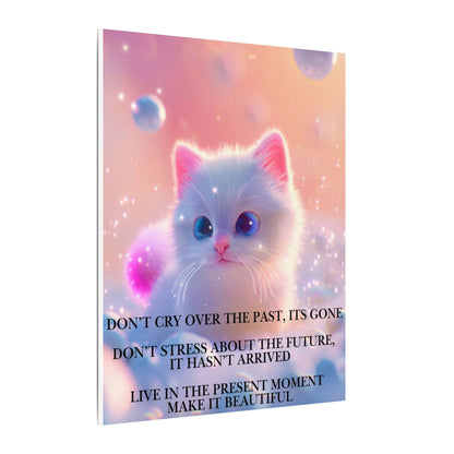 Inspirational Pastel Kitten Canvas - "Live in the Present" Wall Art