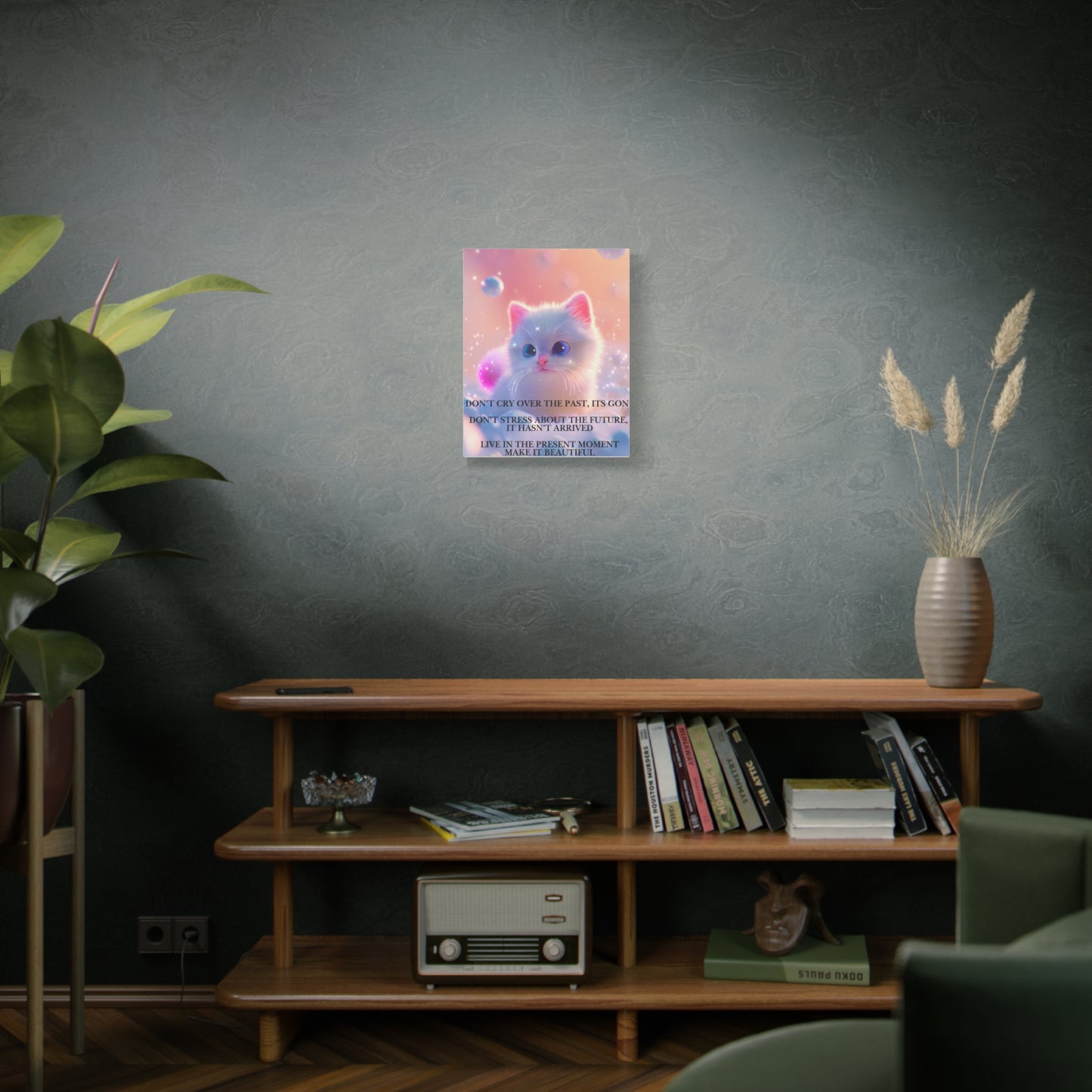 Inspirational Kitten Canvas - “Live in the Present Moment” Matte Stretched Wall Art