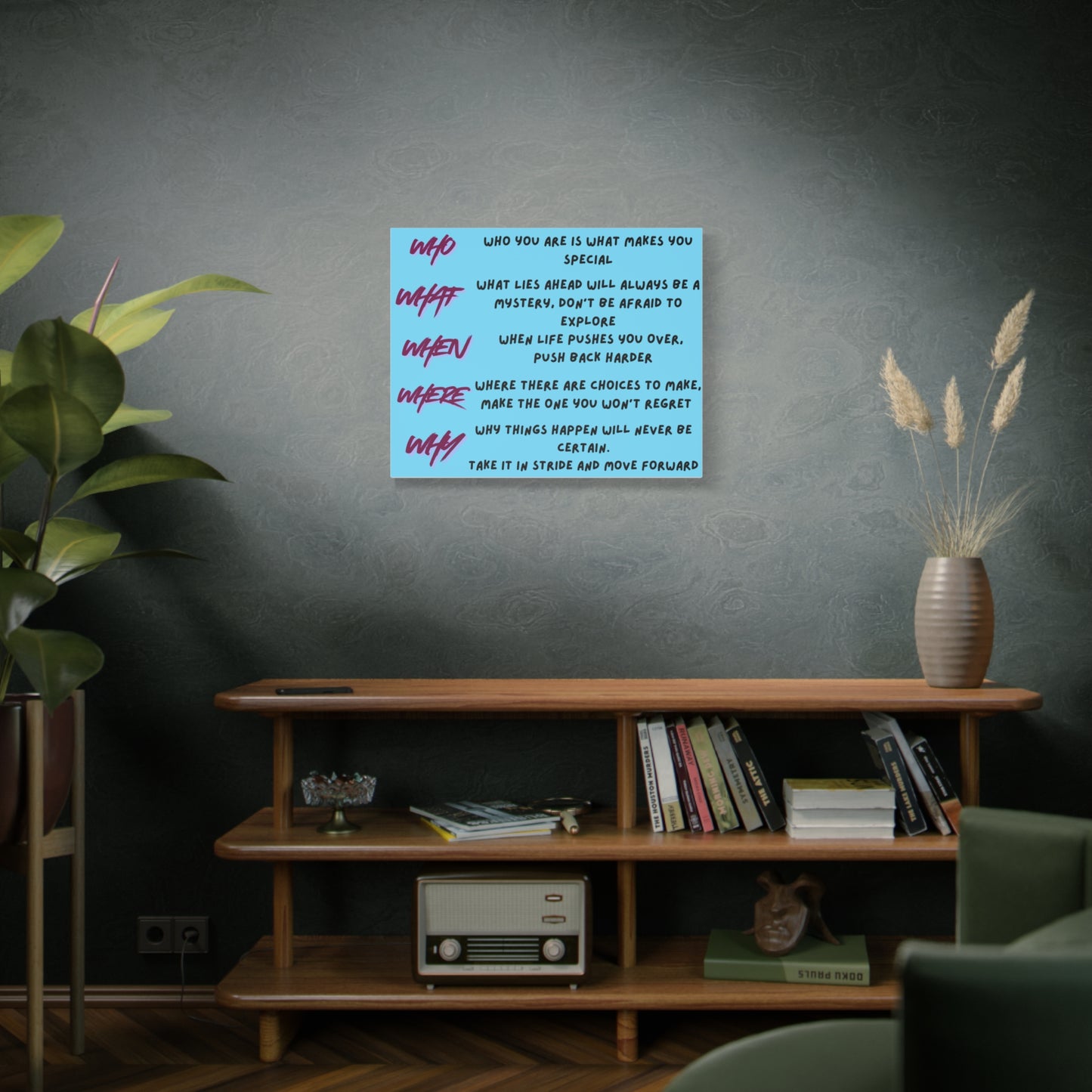 Inspirational 'Who What When Where Why' Matte Canvas Art