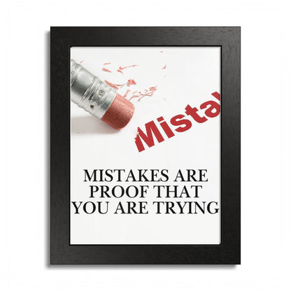 Motivational Framed Poster — "Mistakes Are Proof That You Are Trying" - (Vertical)