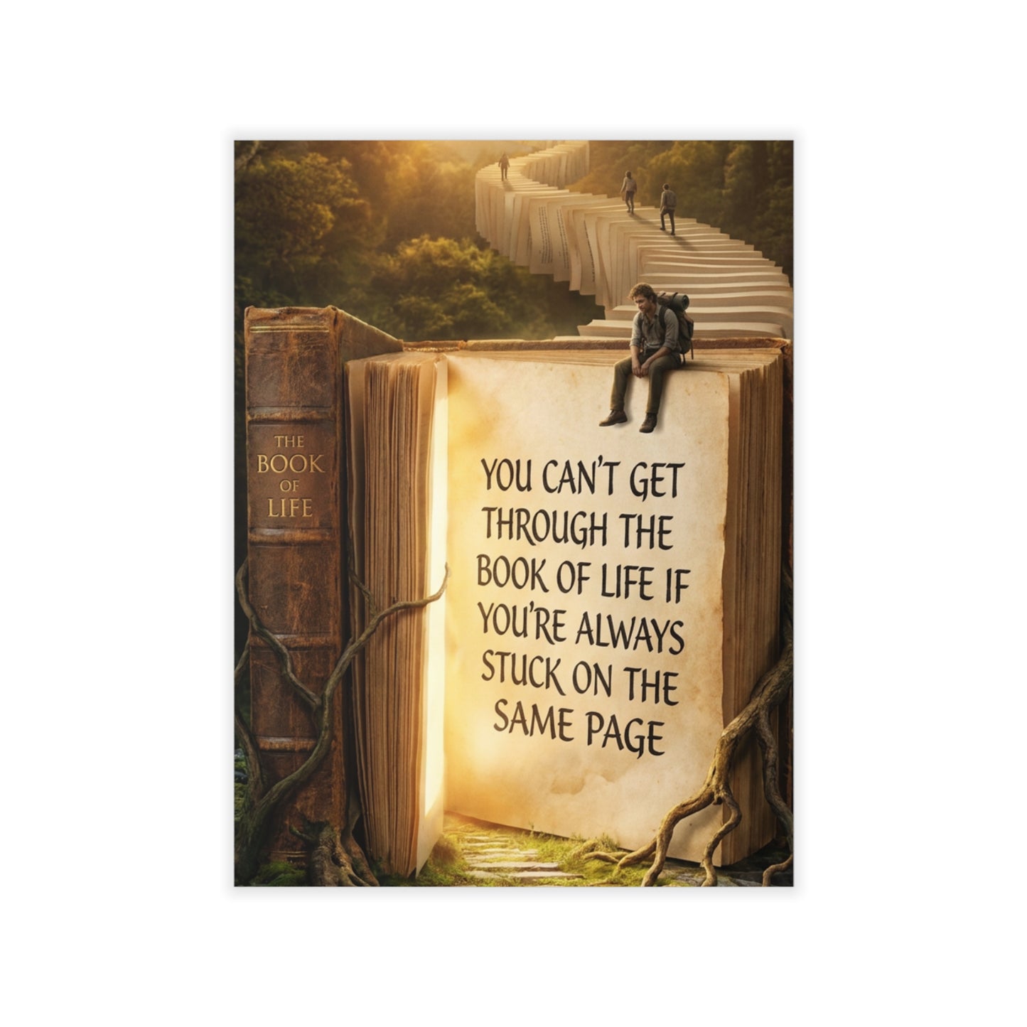 Wall Decal — "You Can't Get Through the Book of Life" Inspirational Book Quote
