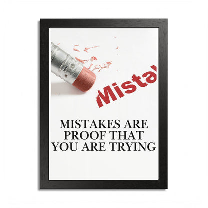Motivational Framed Poster — "Mistakes Are Proof That You Are Trying" - (Vertical)