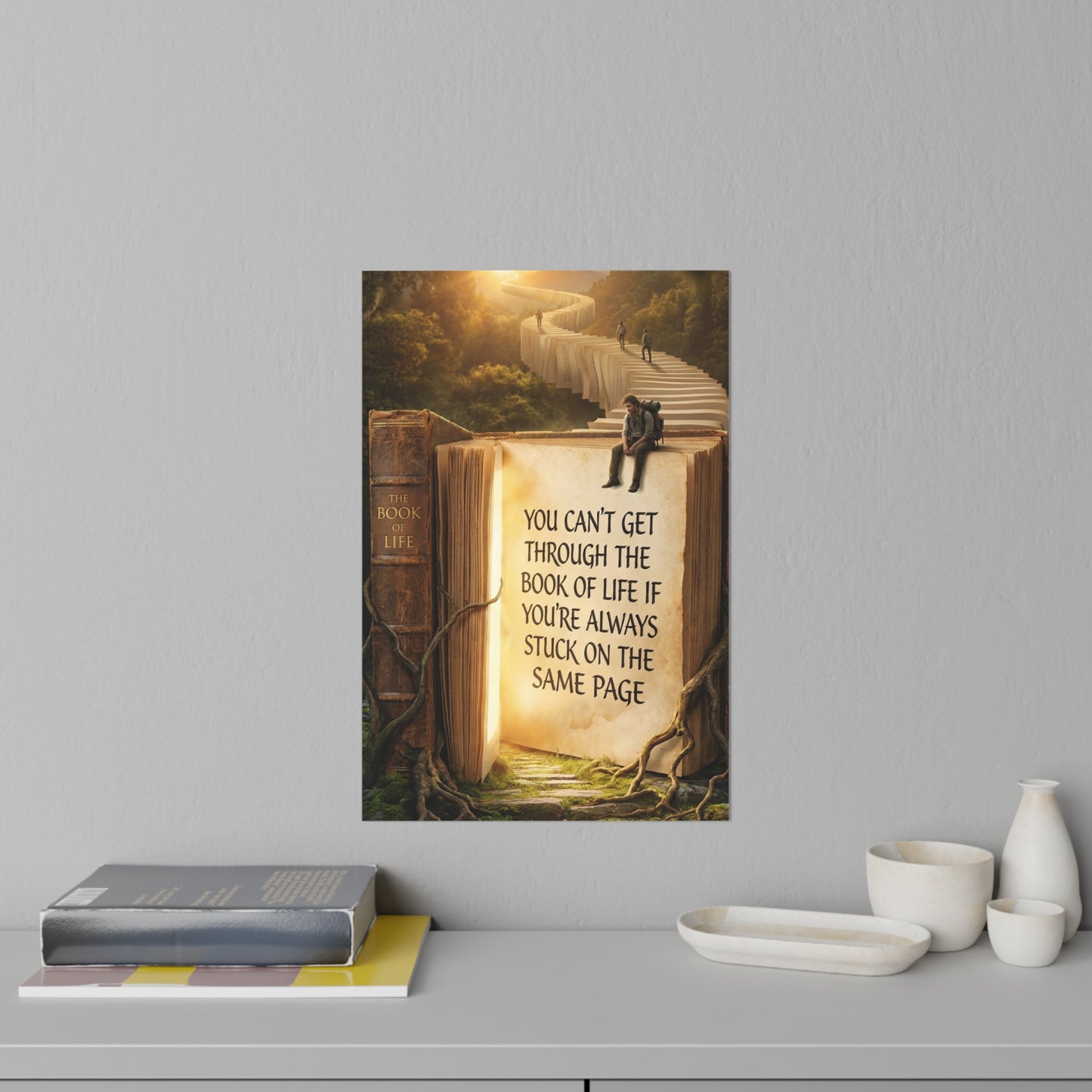 Wall Decal — "You Can't Get Through the Book of Life" Inspirational Book Quote