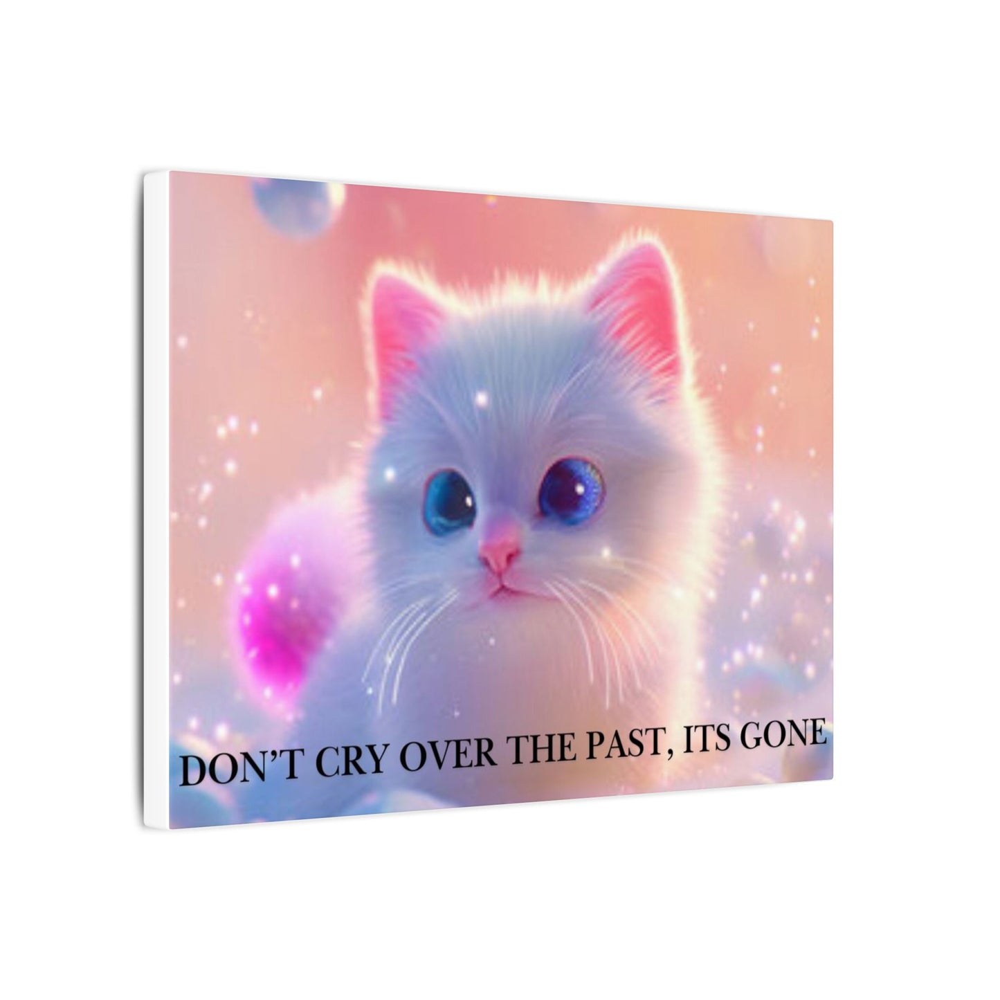 Inspirational Pastel Kitten Canvas - "Live in the Present" Wall Art