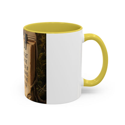 Inspirational Book Quote Mug — "You Can't Get Through the Book of Life if You're Always Stuck on the Same Page" (11oz/15oz)
