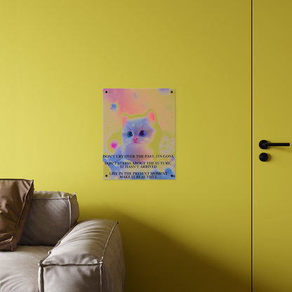 Inspirational Kitten Acrylic Wall Art Panel — "Live in the Present Moment"