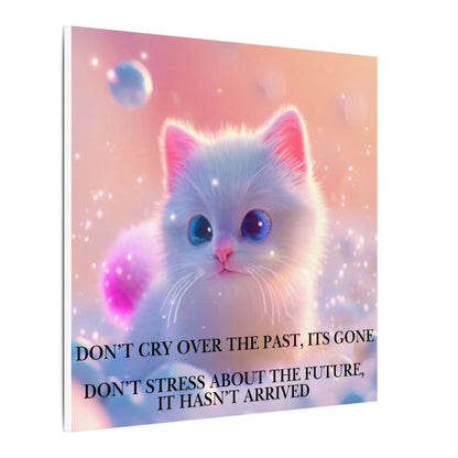 Inspirational Pastel Kitten Canvas - "Live in the Present" Wall Art