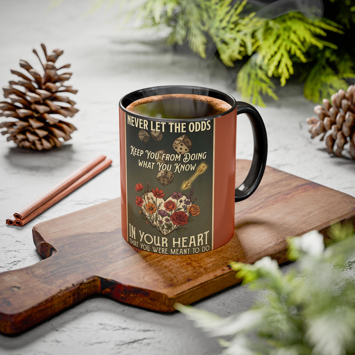 Inspirational Vintage Dice & Roses Coffee Mug (11oz/15oz)