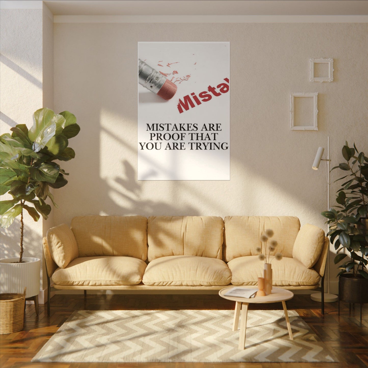 Inspirational Canvas Wall Art - "Mistakes Are Proof That You Are Trying" - Vertical