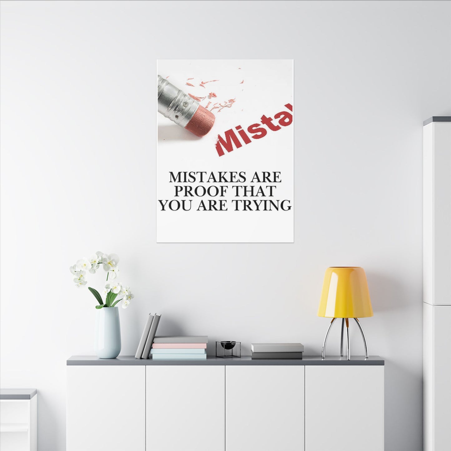 Inspirational Canvas Wall Art - "Mistakes Are Proof That You Are Trying" - Vertical