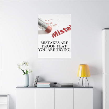 Inspirational Canvas Wall Art - "Mistakes Are Proof That You Are Trying" - Vertical