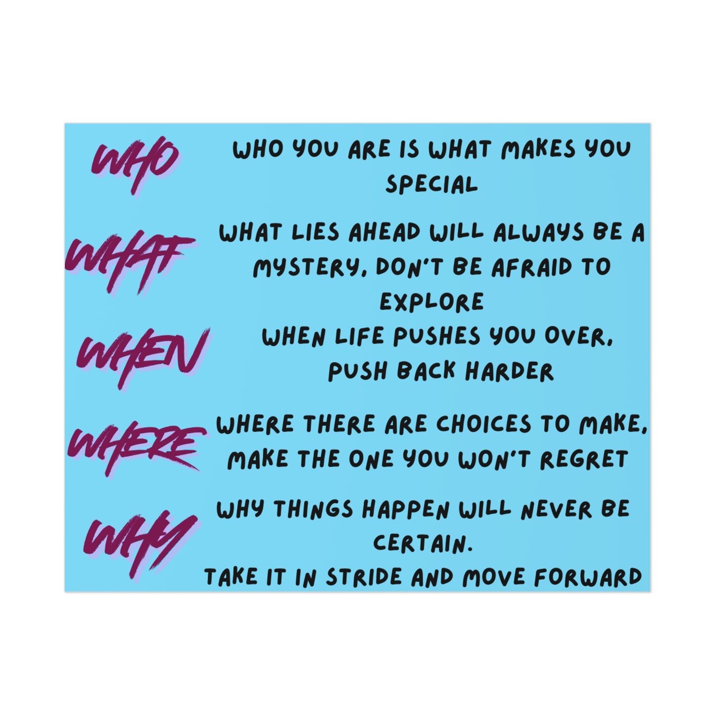 Inspirational Who/What/When/Where/Why Motivational Poster