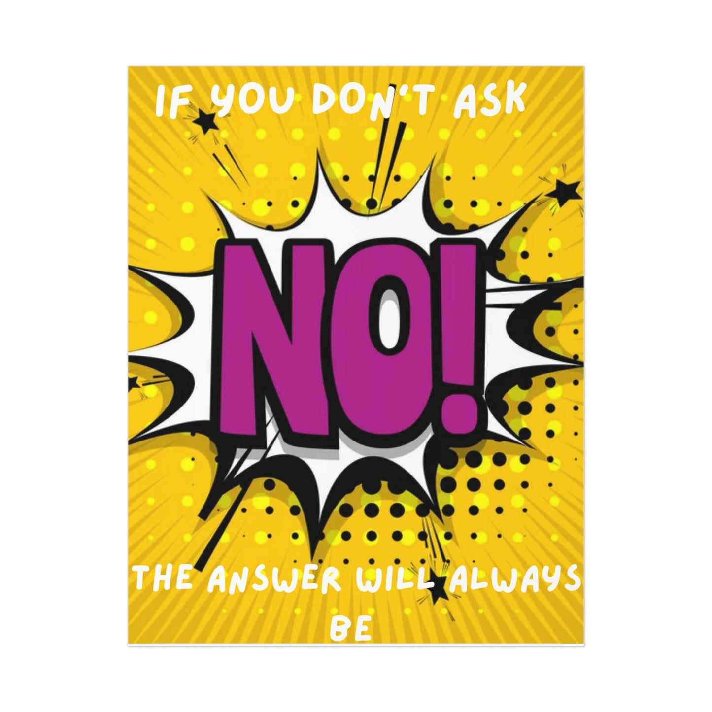 No! Pop Art Poster – "If You Don't Ask the Answer Will Always Be No" Motivational Wall Art