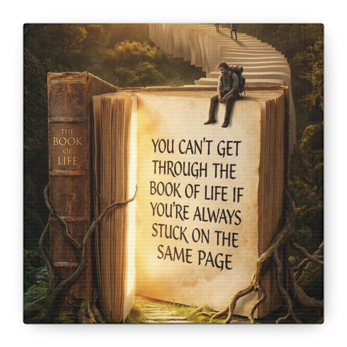 Inspirational Canvas Wall Art — "You Can't Get Through the Book of Life" Quote