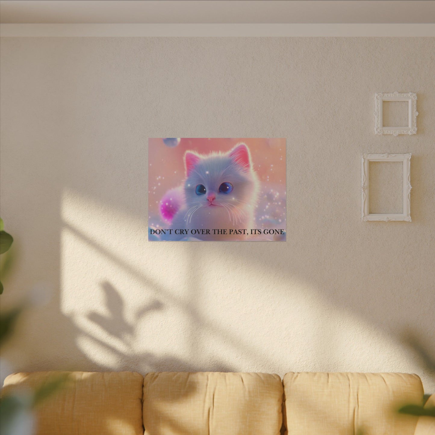 Inspirational Pastel Kitten Canvas - "Live in the Present" Wall Art