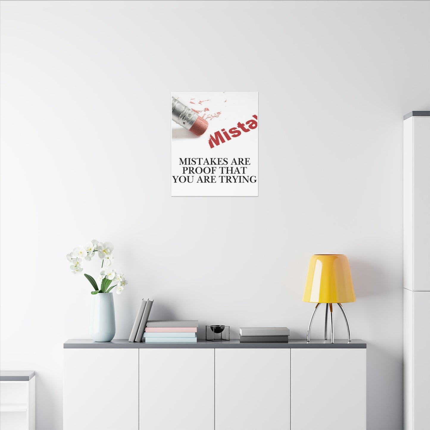 Inspirational Canvas Wall Art - "Mistakes Are Proof That You Are Trying" - Vertical
