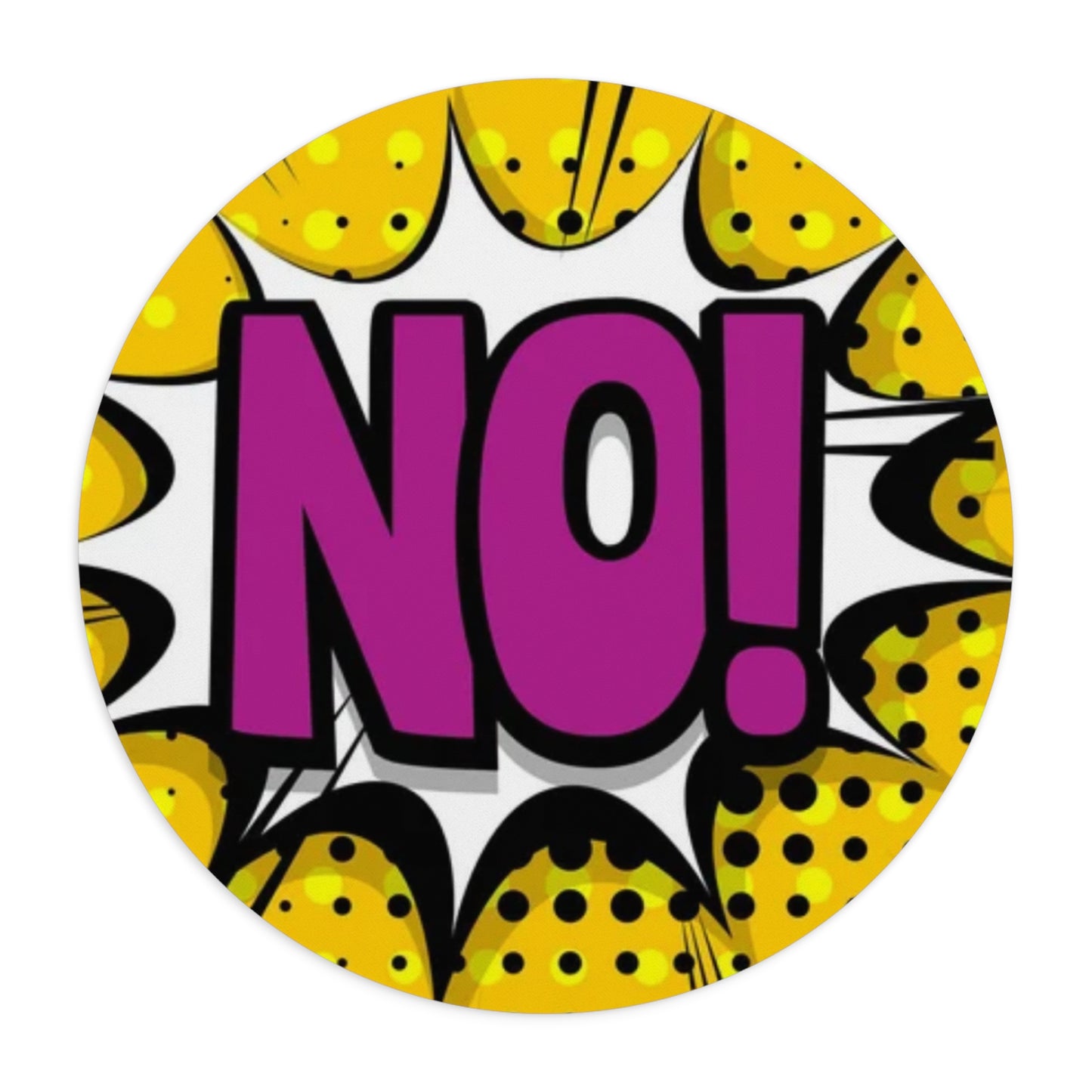 NO! Pop Art Round Mouse Pad — Bold Comic Graphic Desk Mat