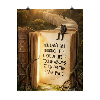 Inspirational Satin Poster — "You Can't Get Through The Book of Life" Quote