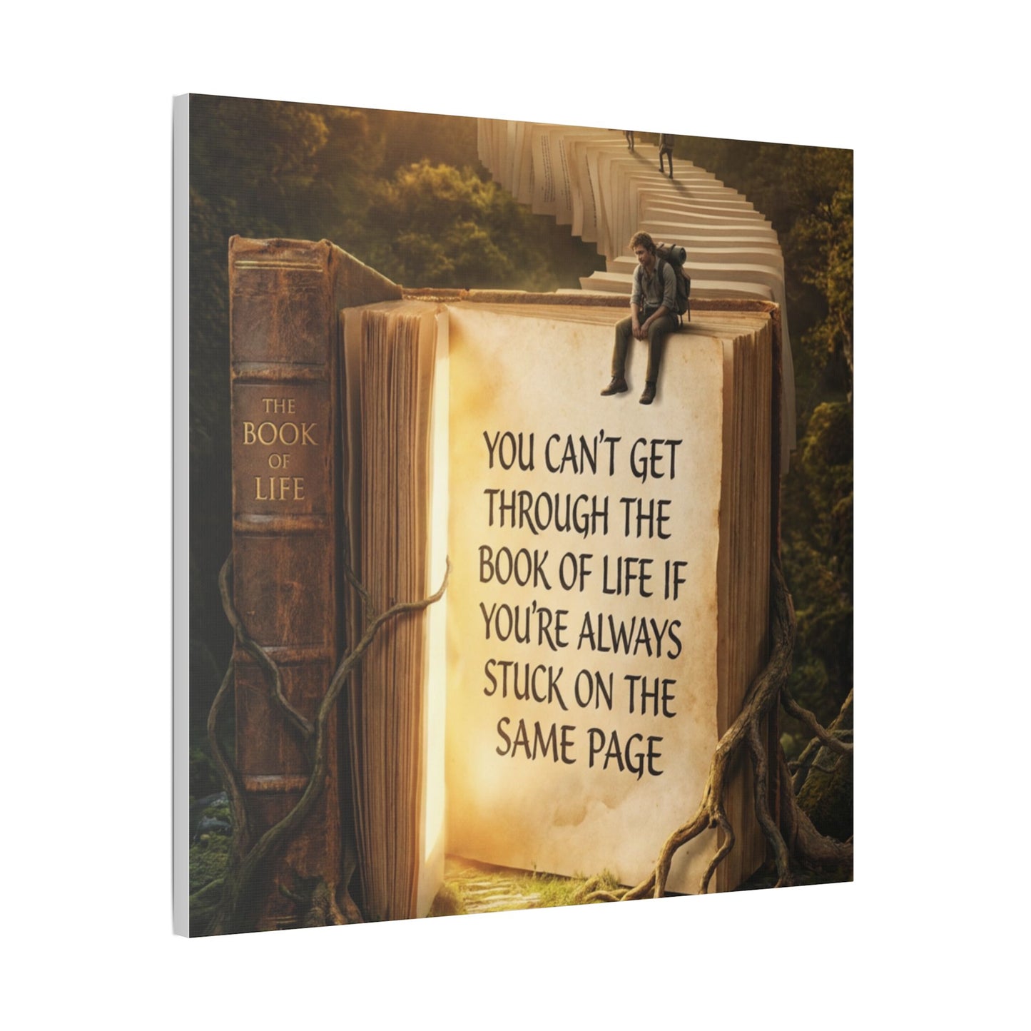 Inspirational Canvas Wall Art – "You Can't Get Through the Book of Life" Stretched Print