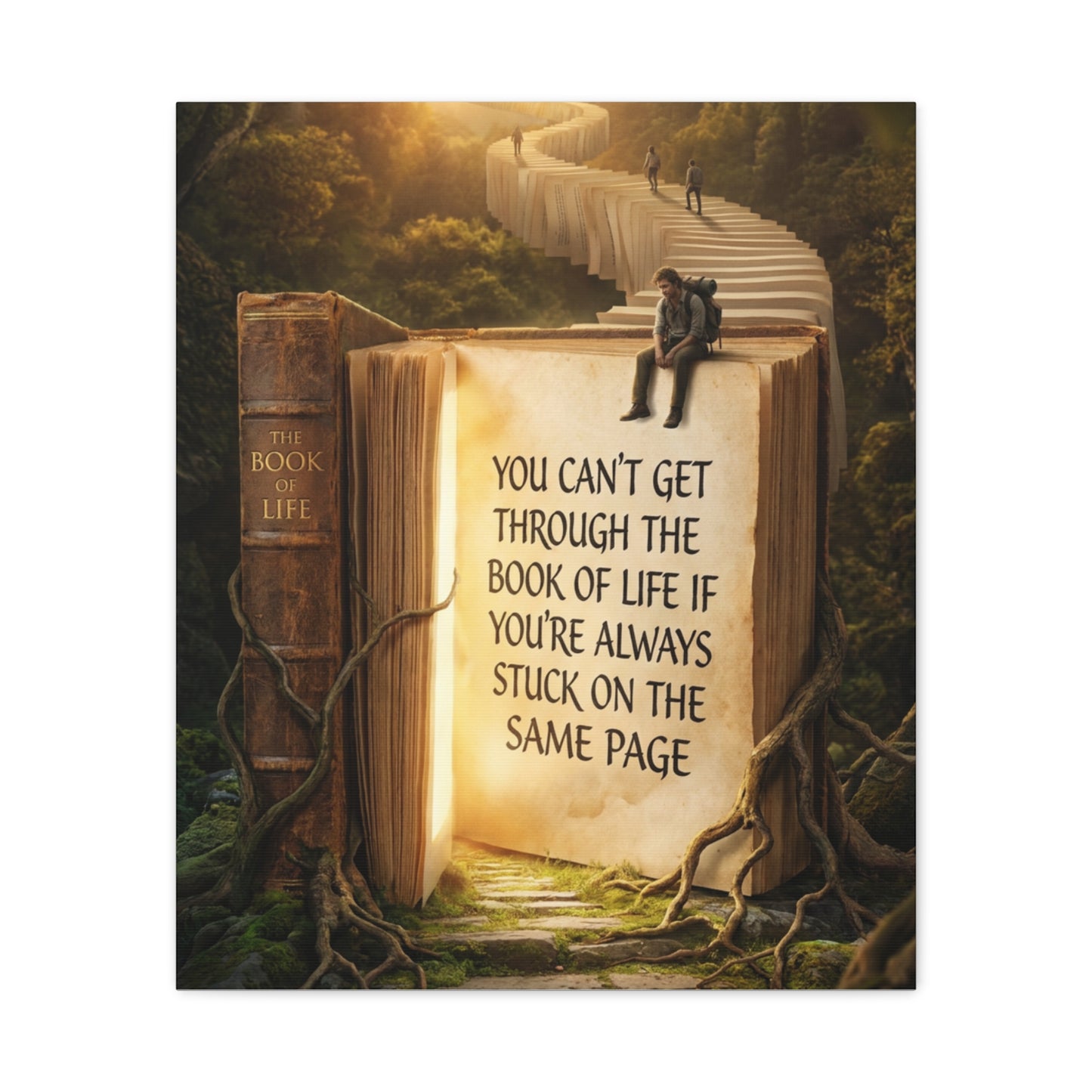 Inspirational Canvas Wall Art — "You Can't Get Through the Book of Life" Quote