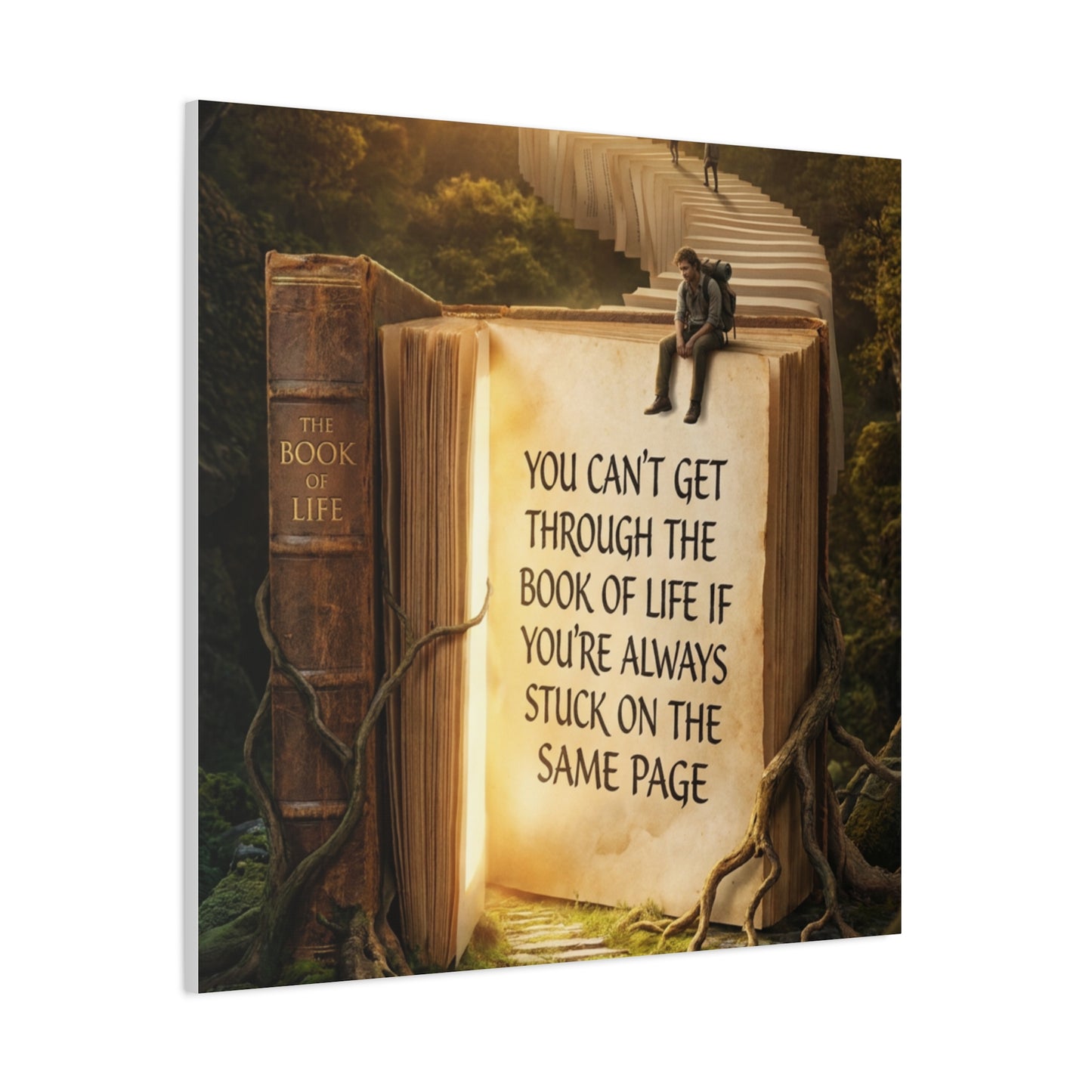 Inspirational Canvas Wall Art — "You Can't Get Through the Book of Life" Quote