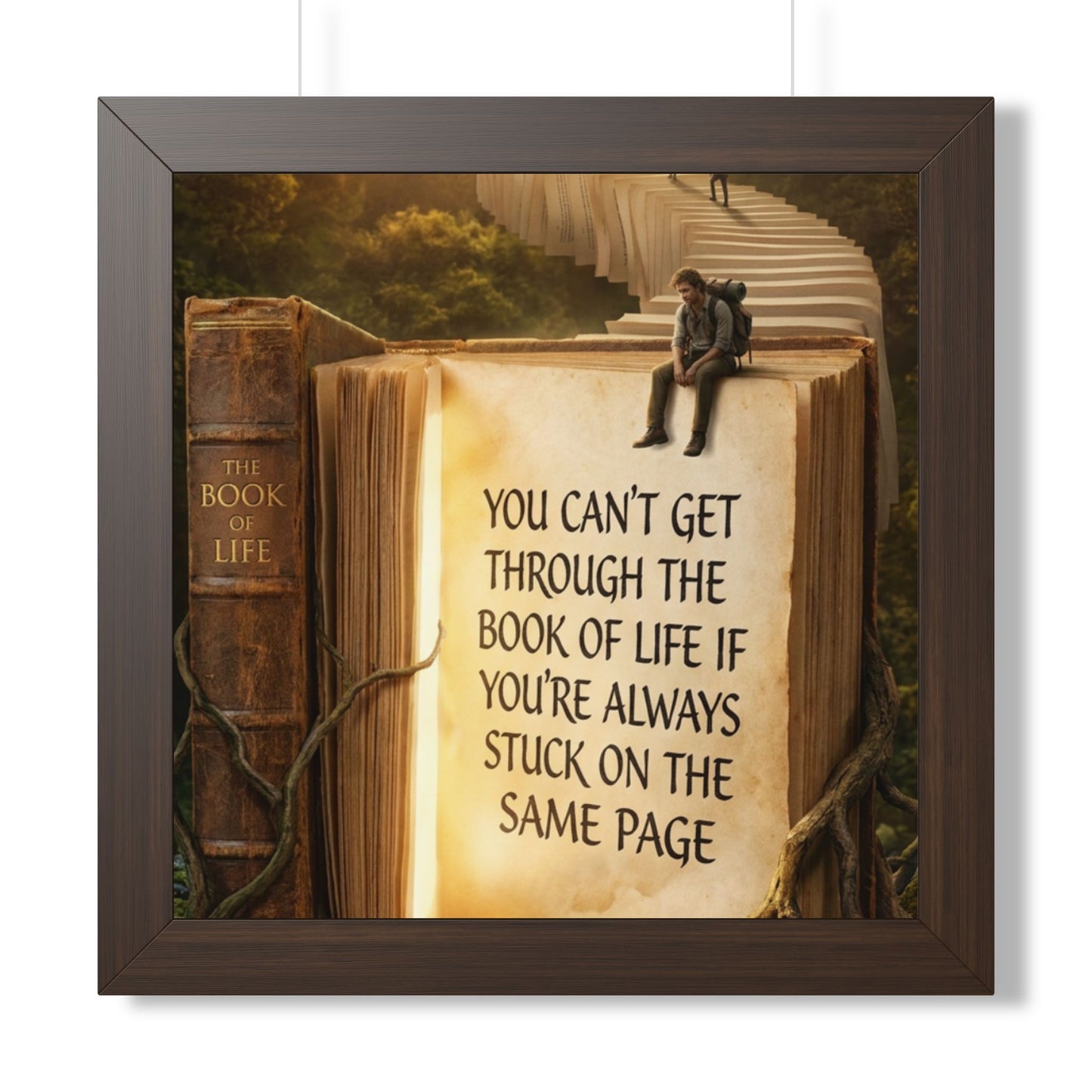 Inspirational Framed Poster - "You Can't Get Through the Book of Life"