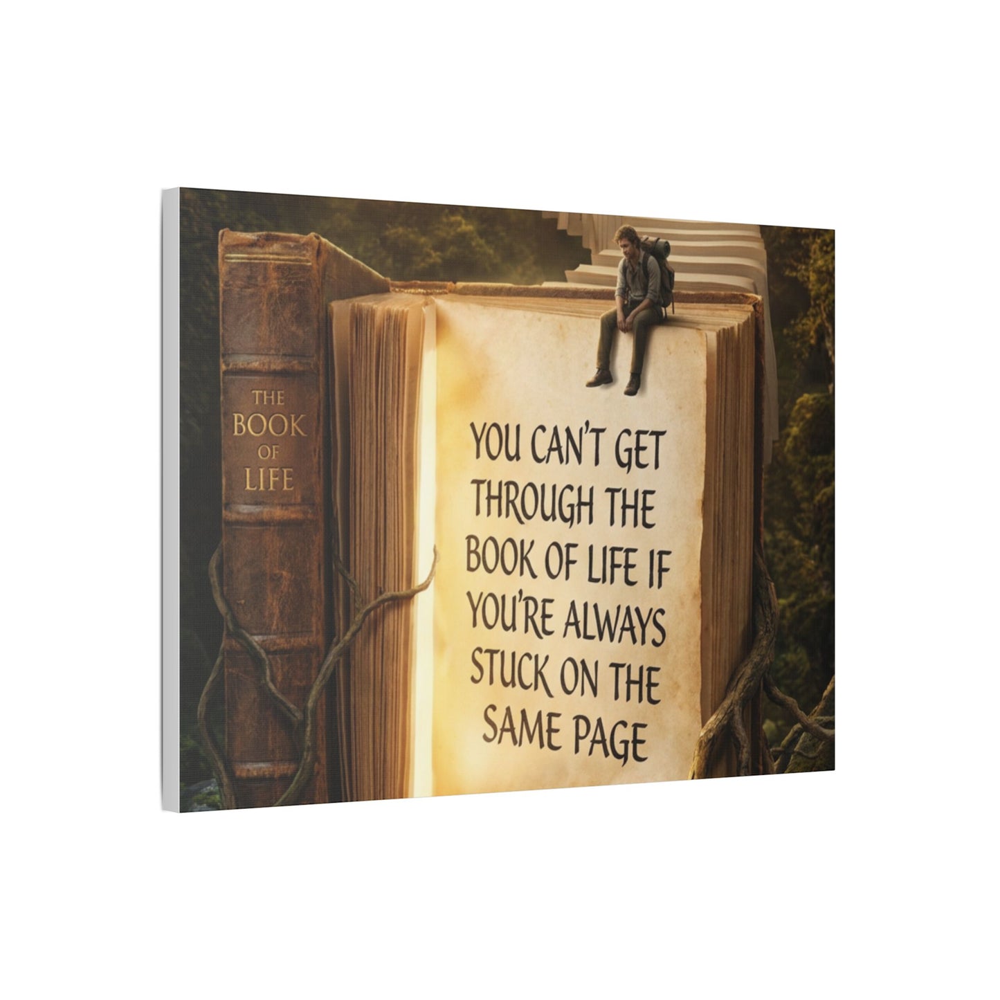 Inspirational Canvas Wall Art – "You Can't Get Through the Book of Life" Stretched Print