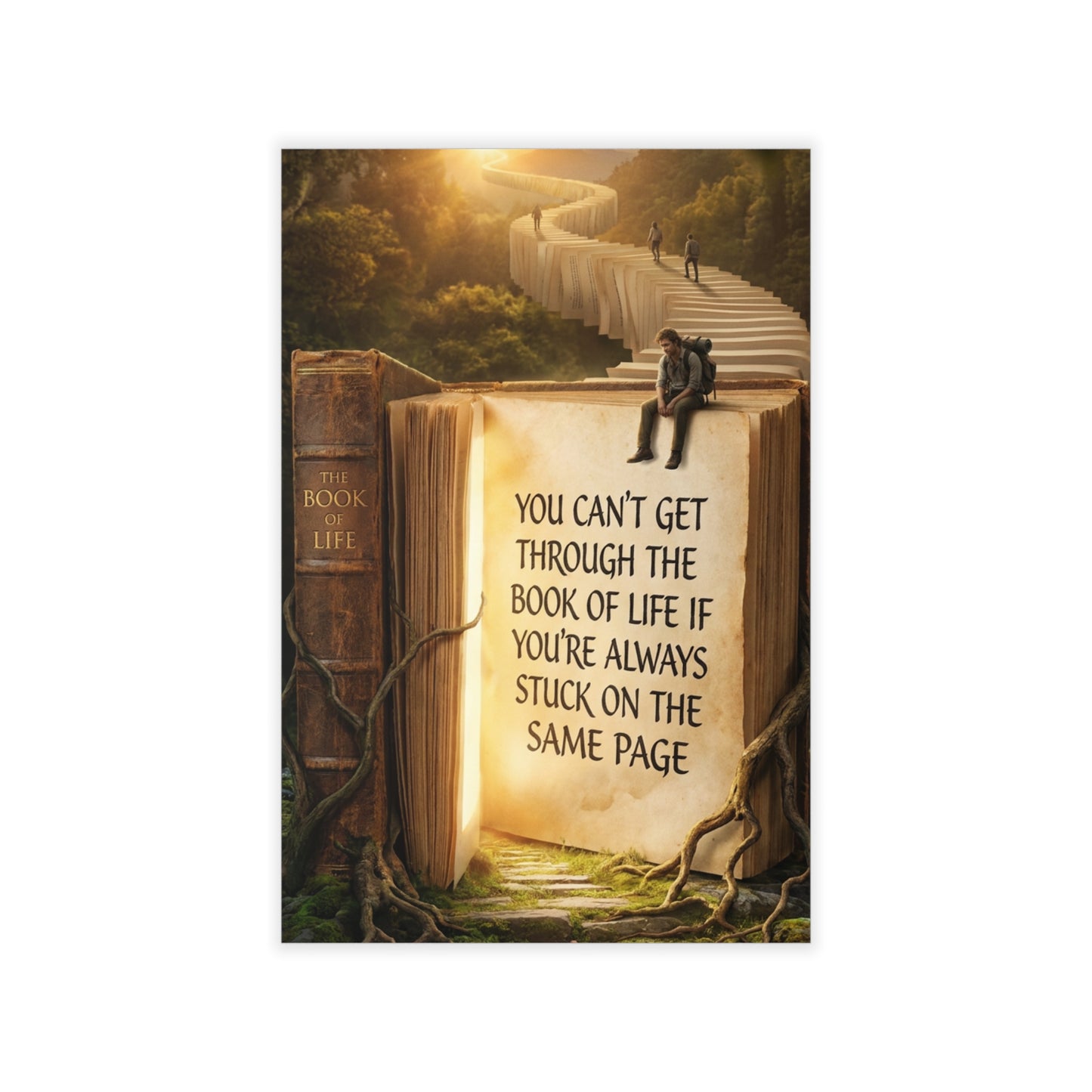 Wall Decal — "You Can't Get Through the Book of Life" Inspirational Book Quote