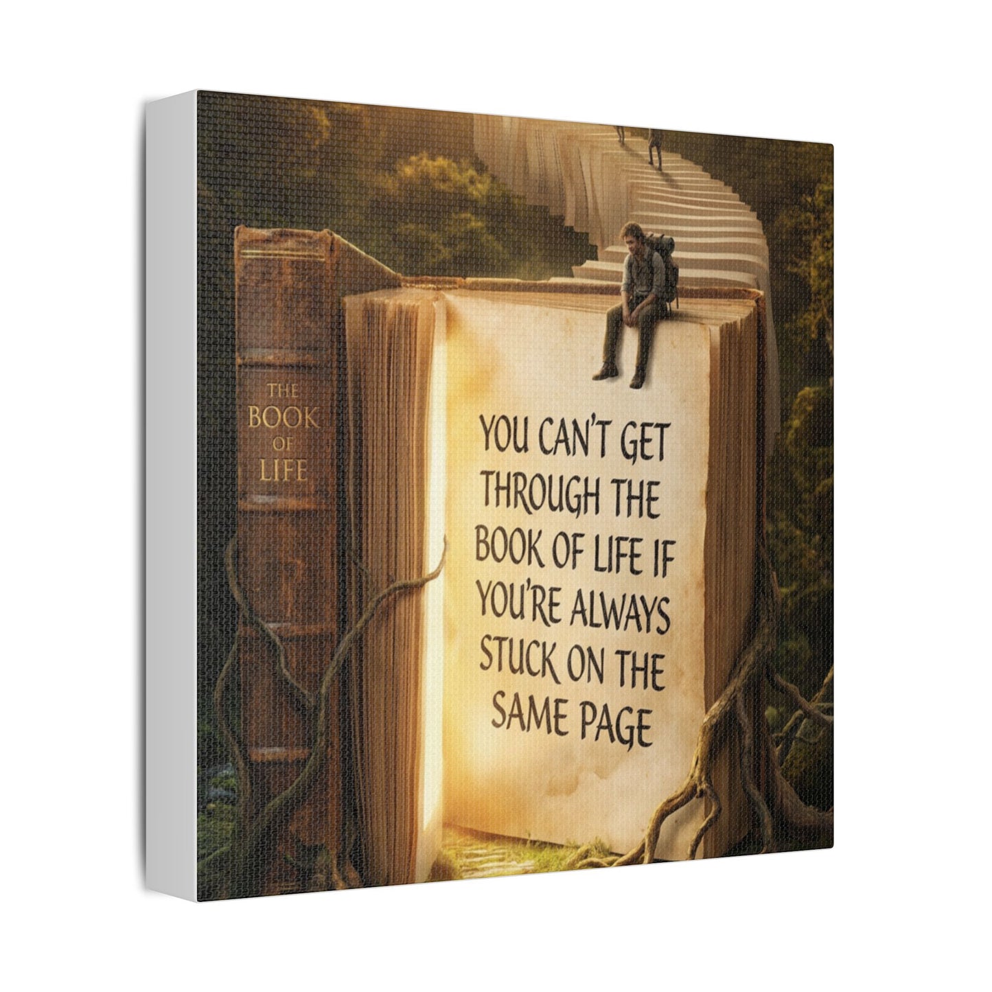 Inspirational Canvas Wall Art – "You Can't Get Through the Book of Life" Stretched Print