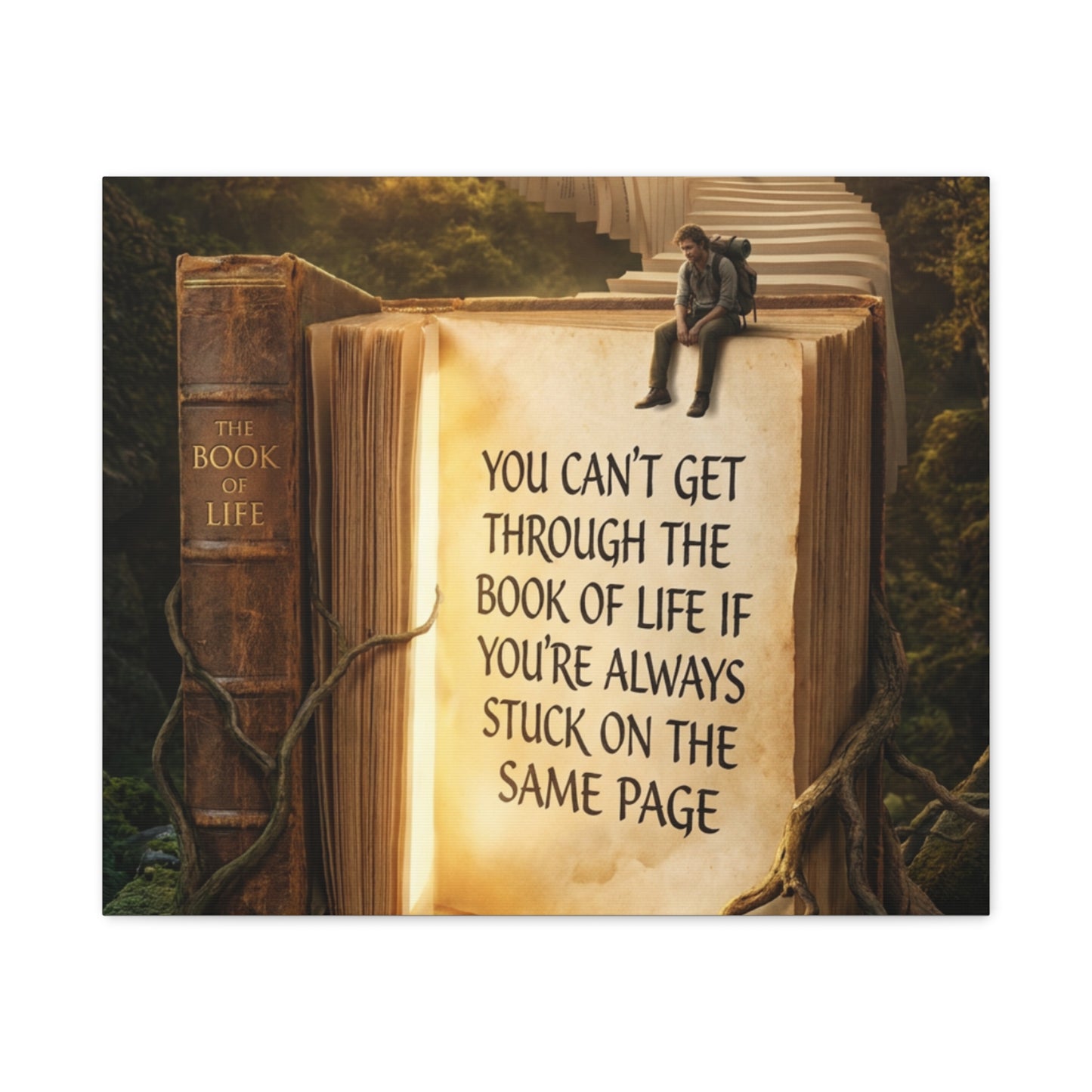 Inspirational Canvas Wall Art — "You Can't Get Through the Book of Life" Quote