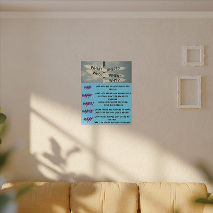 Motivational Directional Sign Canvas — 'Who What When Where Why' Inspirational Wall Art